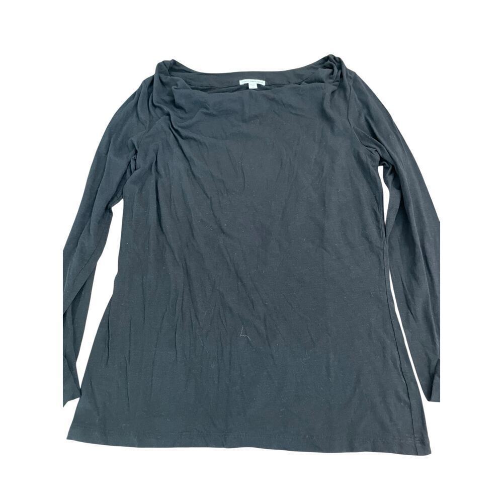 Standard James Perse Women's Black Cotton Blend Round Neck Slub T-Shirt Size 4